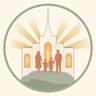 The Christ-Centered Home Project logo: a watercolor family holding hands in front of a temple on a green hill